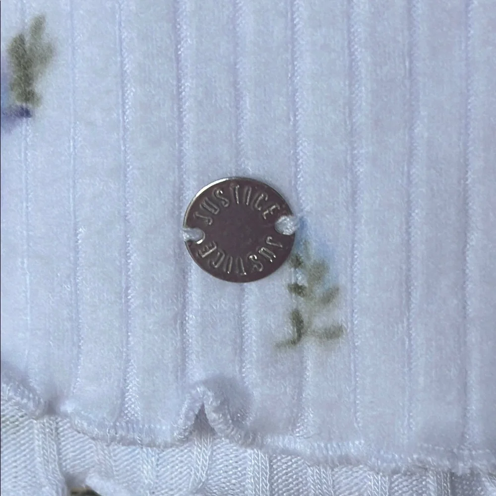 NWT kids Justice White and Purple Crop Blouse Short Sleeve